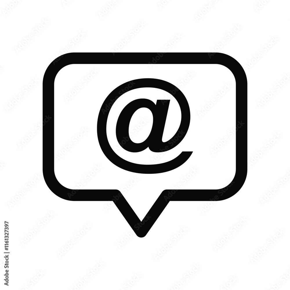 Simple Black Outline Mention Icon. Abstract Line Mention Icon for Website, Blog, Logo, Graphic design, Social media, UI, Mobile app. Simple Black Outline Mention Icon. Abstract Line Mention Icon for Website, Blog, Logo, Graphic design, Social media, UI, Mobile app.