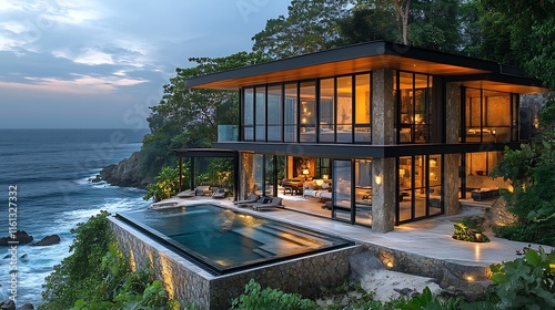 Stunning Luxury Villa Nestled in Scenic Tropical Retreat With Infinity background