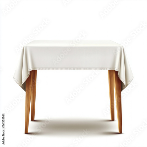 Table With Tablecloth Isolated