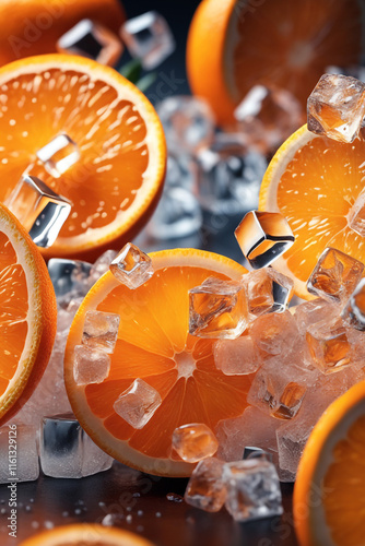 Photo shot of a fresh Orange with a blurred background