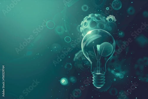 An image of a bioluminescent bacterium in water. The concept of innovative light-emitting microorganisms, exploring the use of bioelectricity for energy and illumination.
