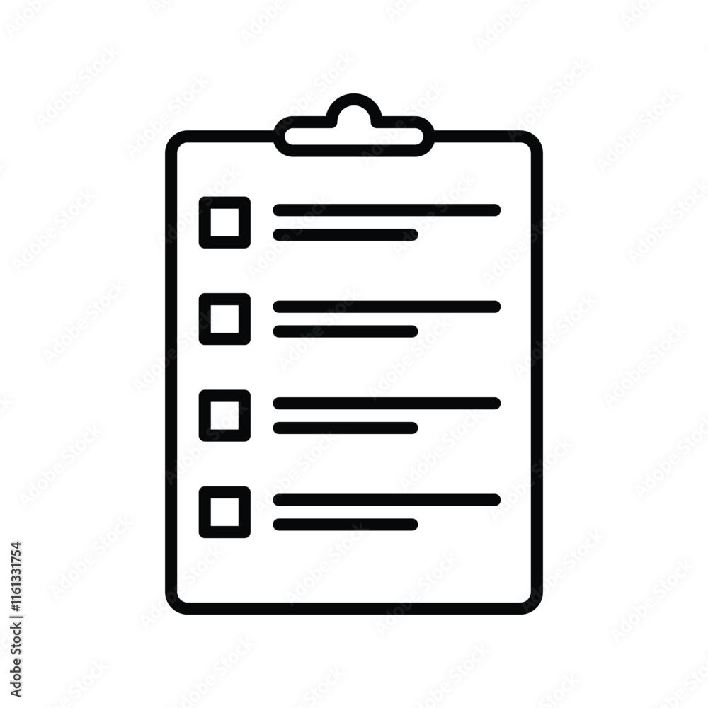 Clipboard icon. Checklist on the clipboard line icon with checkmarks. Clipboard icon. Checklist on the clipboard line icon with checkmarks.