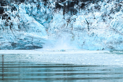 Close up view on the glaciers in Alaska,  mountains and glacier landscape