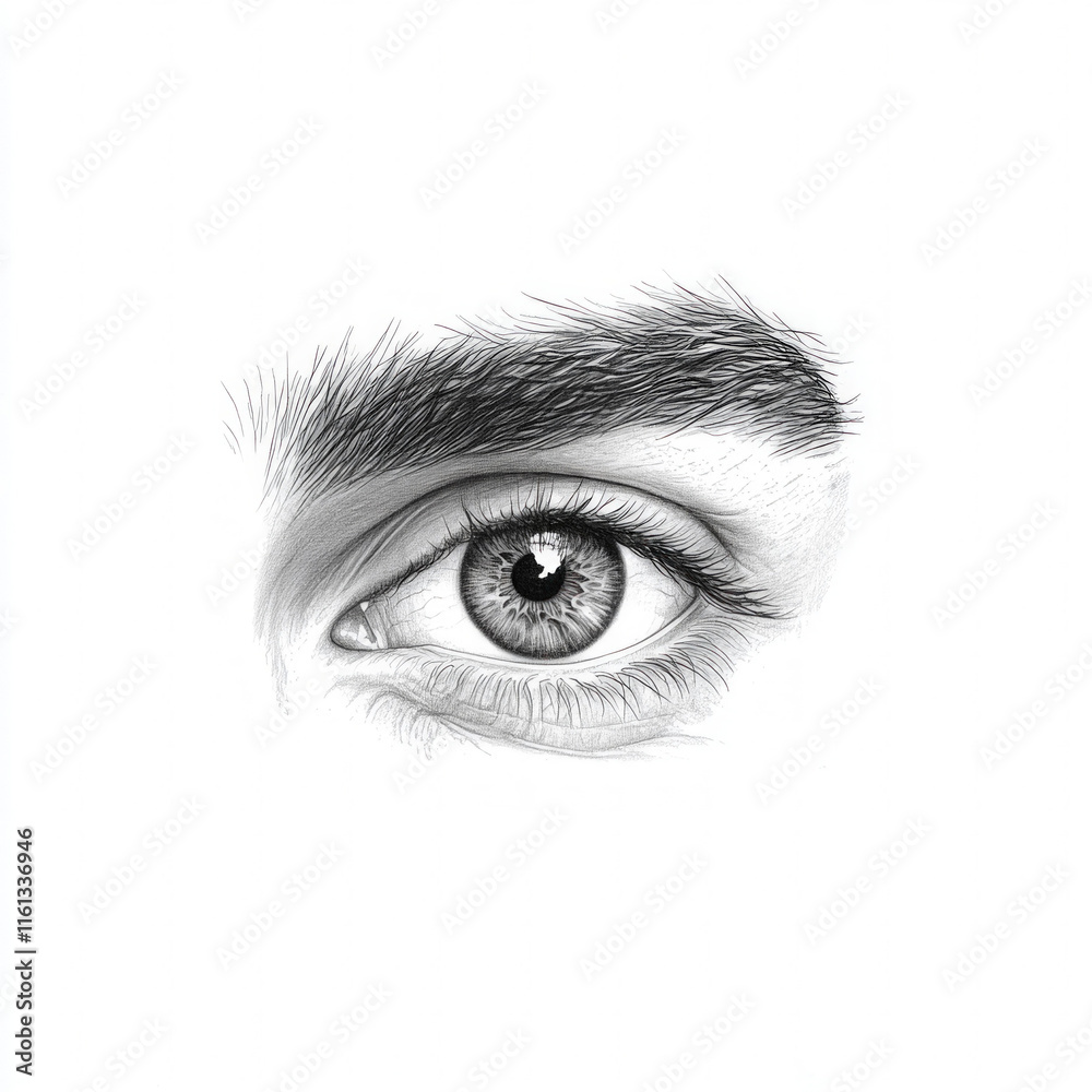 Fototapeta premium Pencil Drawing An Eye Isolated