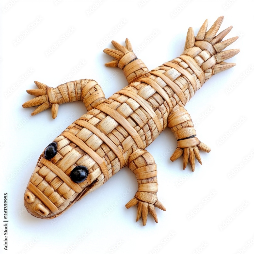 Obraz premium Handmade Decorative Craft of a Lizard Made from Natural Materials