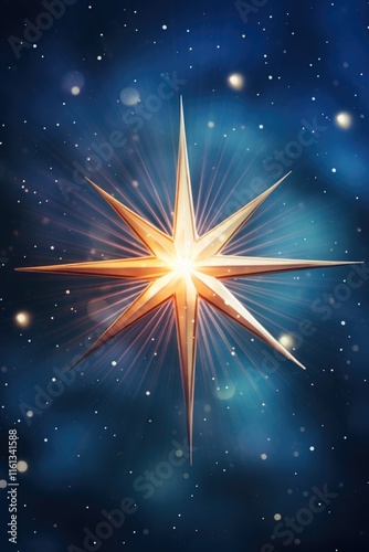 Wallpaper Mural A radiant Christmas star shines brightly against a backdrop of twinkling stars, evoking the wonder and magic of holiday celebrations. Torontodigital.ca