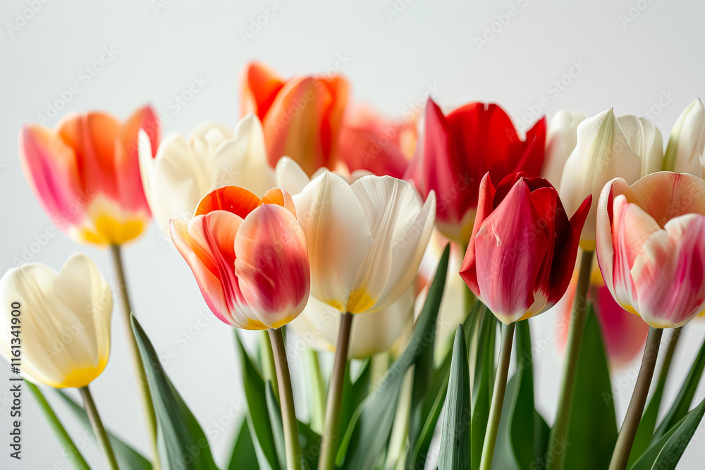 Fototapeta premium Bouquet of flowers with a white background.