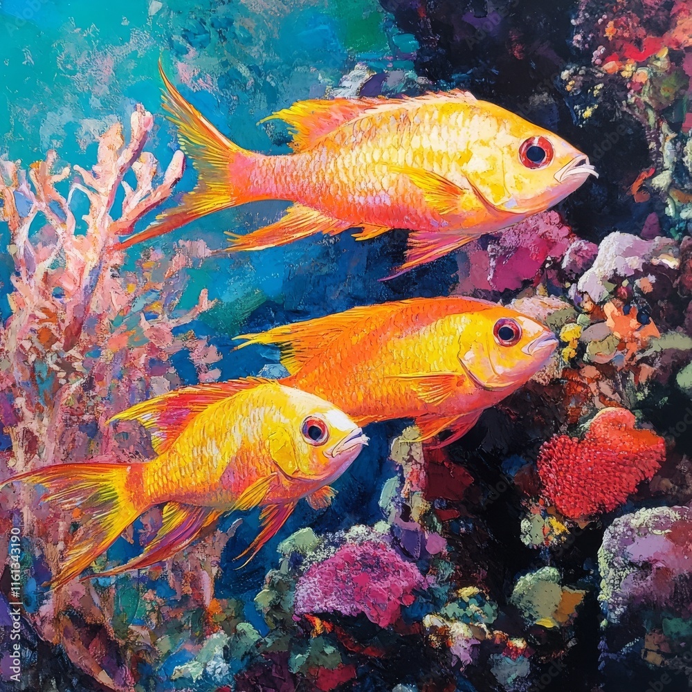 Naklejka premium Anthias on Coral