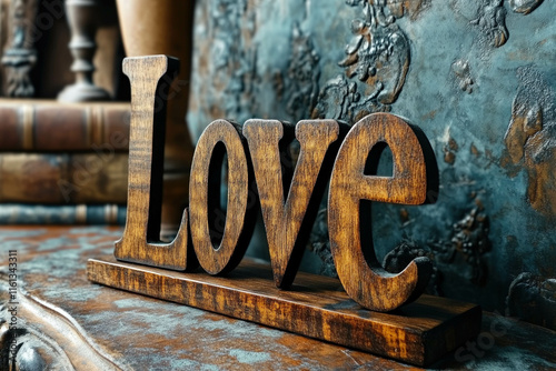 Love Text Made Of Wood For ...