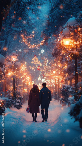 romantic winter evening sce...