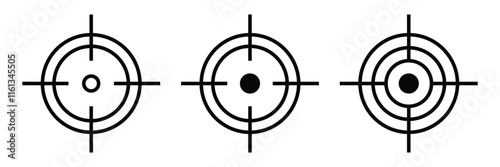 Set of target icon. Gun target icon set on isolated background. Crosshair icon in black.