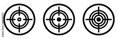 Set of target icon. Gun target icon set on isolated background. Crosshair icon in black.