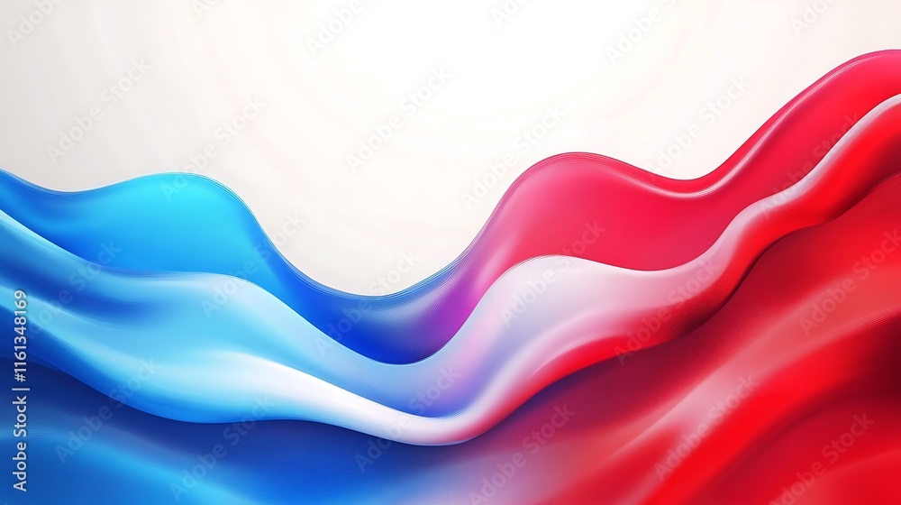 Fototapeta premium Vibrant abstract background with liquid paint waves in red and blue colors. Colorful illustration with copy space. High-quality design for creative projects and backgrounds.