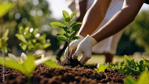 planting trees together in a corporate sustainability project