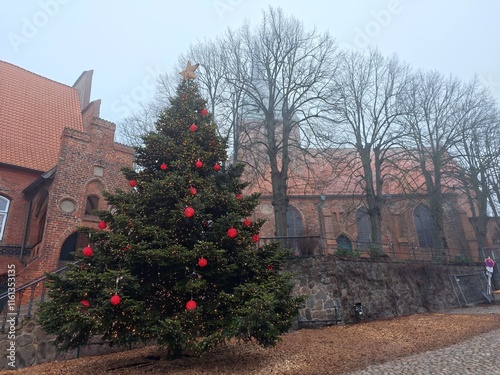 Weinachtsbaum und Nikolaikirche in Mölln photo