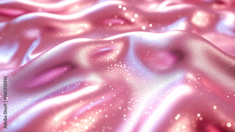 A shiny pink fabric with glitter on it A shiny pink fabric with glitter on it