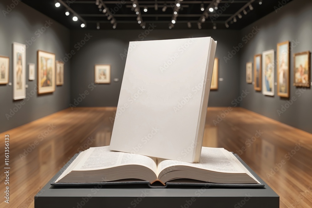 Art book display in modern gallery setting, creative inspiration Art book display in modern gallery setting, creative inspiration