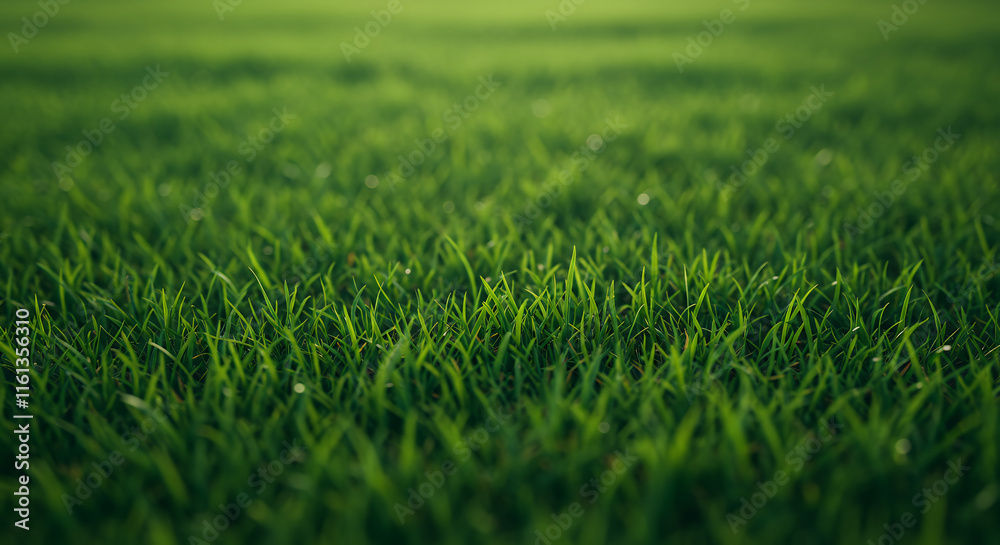 Fototapeta premium Lush Green Grass Field, Close-Up Texture, Nature Background