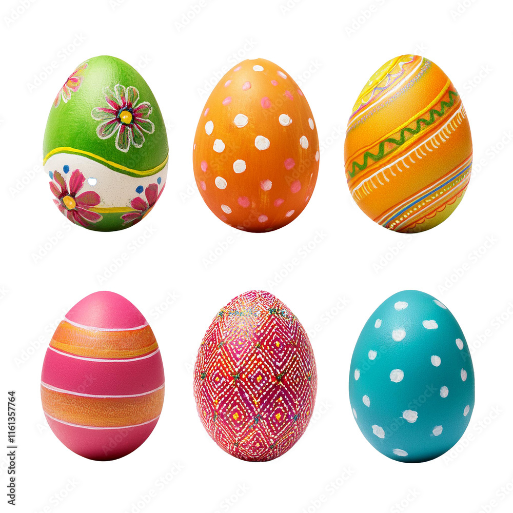 Set Easter eggs isolated on white background, cutout Set Easter eggs isolated on white background, cutout