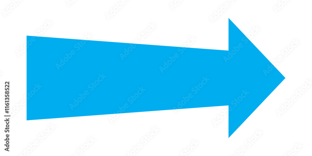 Blue long arrow pointing to the right. Straight long arrow icon, right thin line, blue cursor, horizontal element, thick pointer vector long arrow icon isolated on white background. Long bold arrow Blue long arrow pointing to the right. Straight long arrow icon, right thin line, blue cursor, horizontal element, thick pointer vector long arrow icon isolated on white background. Long bold arrow