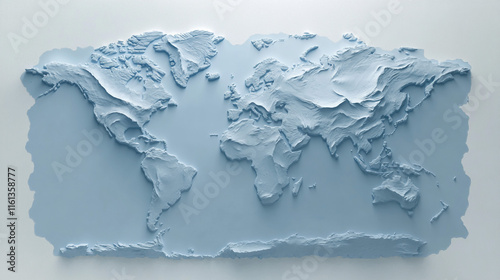 3D Relief World Map  Global Topography  Earth Texture  Blue Planet