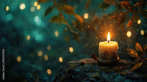 Enchanted Forest Candlelight: A Mystical Night Scene