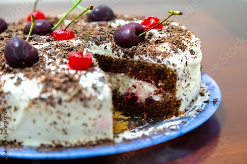 The most traditional rustic black forest pie photo