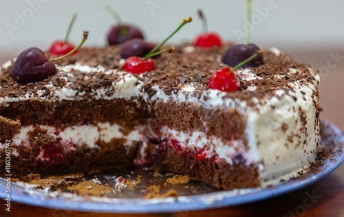 The most traditional rustic black forest pie photo