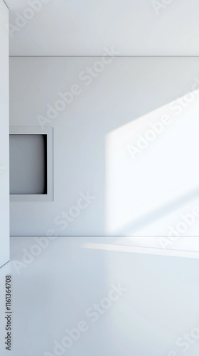 minimalist photo studio background, white bright realistic backdrop with light, shadows and empty space for text and creative designs