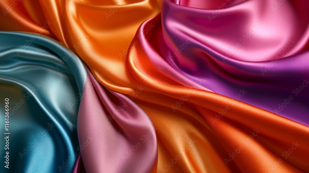 Fototapeta premium A colorful piece of fabric with a rainbow pattern. The colors are bright and vibrant, creating a cheerful and lively mood