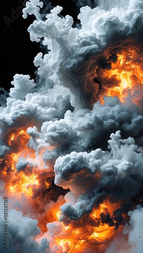 Dramatic Dense Smoke with Fiery Hues