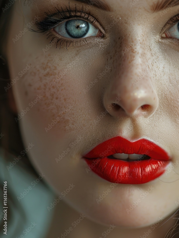 Fototapeta premium Beautiful makeup on a face with speckled skin