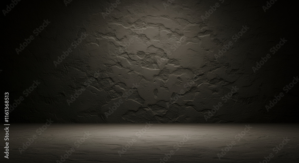 Dark, Textured Concrete Wall and Floor Background - Studio Setting Dark, Textured Concrete Wall and Floor Background - Studio Setting