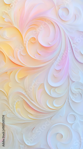 Abstract background showcasing elegant embossed patterns with soft pastel colors blending harmoniously in a fluid design evoking a sense of calmness and creativity