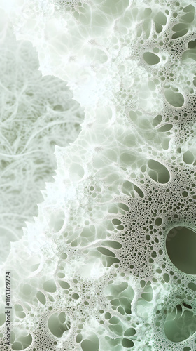 Abstract background featuring intricate lace-like textures with delicate patterns in soft hues, creating a sense of depth and ethereal beauty