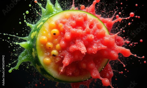 Exploding watermelon splash with vibrant colors
