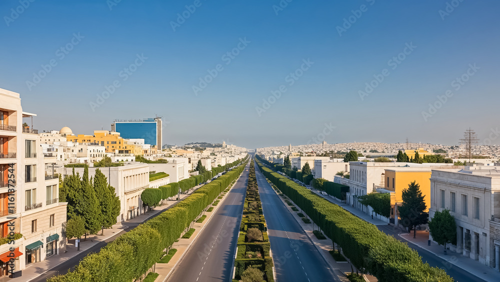 Fototapeta premium stunning Rothschild Boulevard Tel Aviv Israel sunny summer day