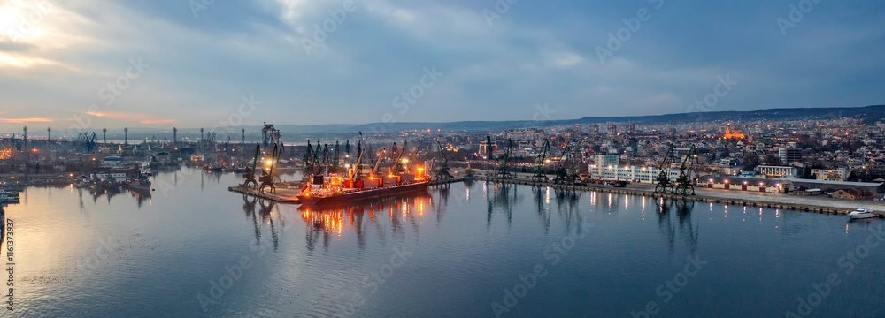 Amazing aerial panorama to city port and Varna city, Bulgaria. Amazing aerial panorama to city port and Varna city, Bulgaria.