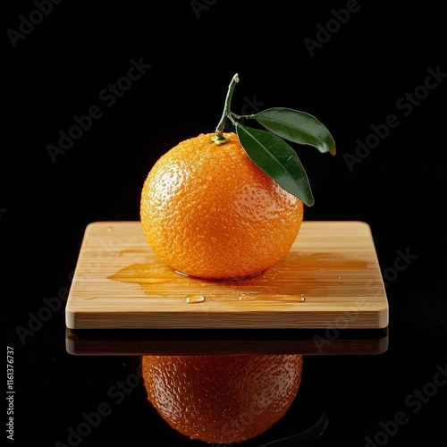 Fresh tangelo on bamboo cutting board