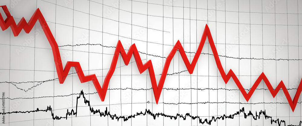 Red charts and declining graph illustrating a stock market crash. Red charts and declining graph illustrating a stock market crash.