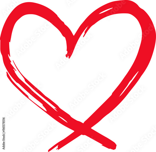 Hand drawn red heart created with dynamic brushstrokes, symbolizing love, passion, and romance, perfect for Valentine s Day or any occasion celebrating affection