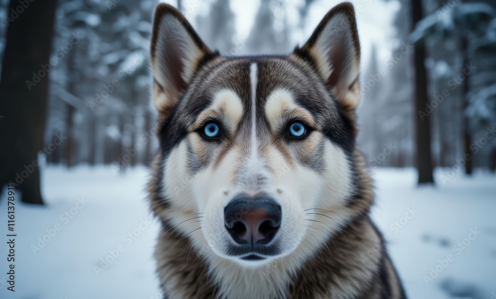 Close-up of a Siberian husky in snow Close-up of a Siberian husky in snow