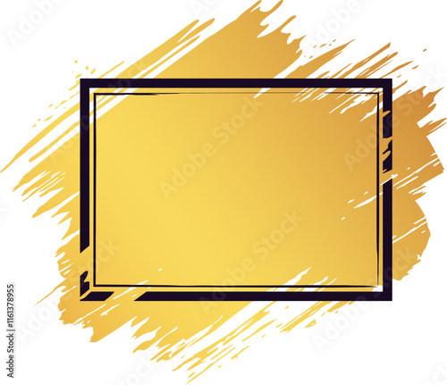Golden brush stroke with black frame forming an elegant background perfect for adding text or other design elements, creating a stylish and eye catching visual