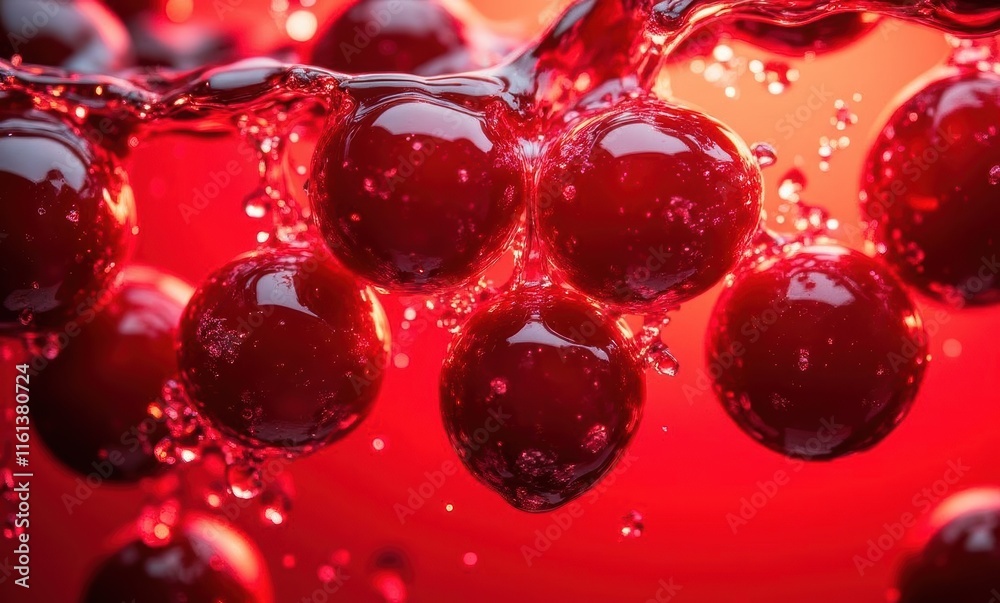 Close-up of sparkling red grapes in water Close-up of sparkling red grapes in water