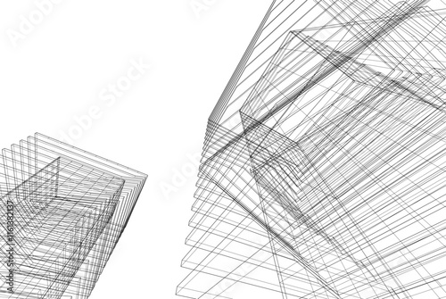 Abstract 3d architecture, vector background