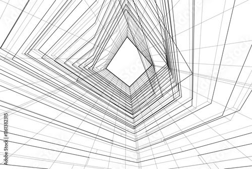 Abstract 3d architecture, vector background