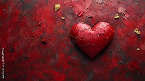 Red heart on a deep red surface


