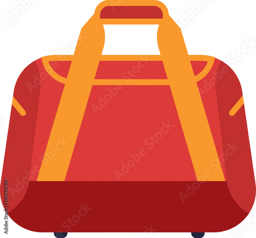 Red travel bag featuring vibrant orange handles and smooth wheels, waiting for adventures, isolated against a clean white background, ideal for holiday and travel themed projects