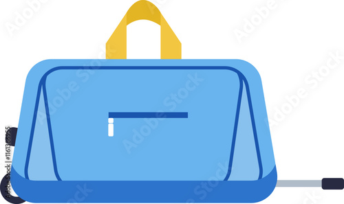Light blue travel bag with yellow handle and wheels, ideal for weekend trips or longer vacations, ensuring easy transport of belongings with a modern and stylish design