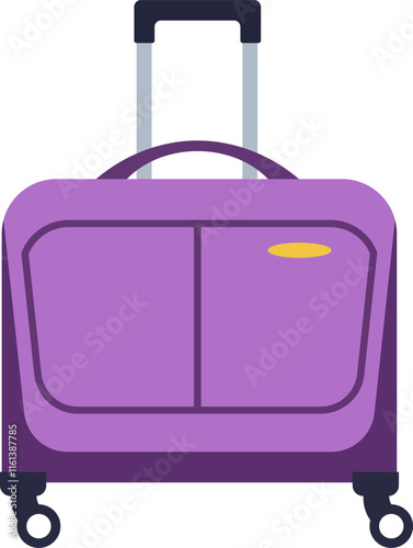 Purple rolling suitcase featuring a retractable handle and smooth wheels, perfect for business trips or leisurely vacations, providing exceptional portability and convenience for travelers